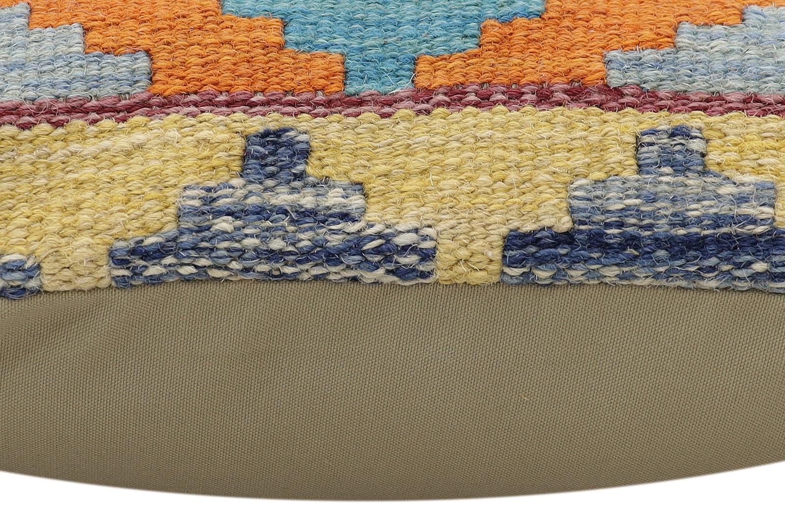 handmade Traditional Pillow Rust Blue Hand-Woven SQUARE 100% WOOL Hand woven turkish pillow2 x 2