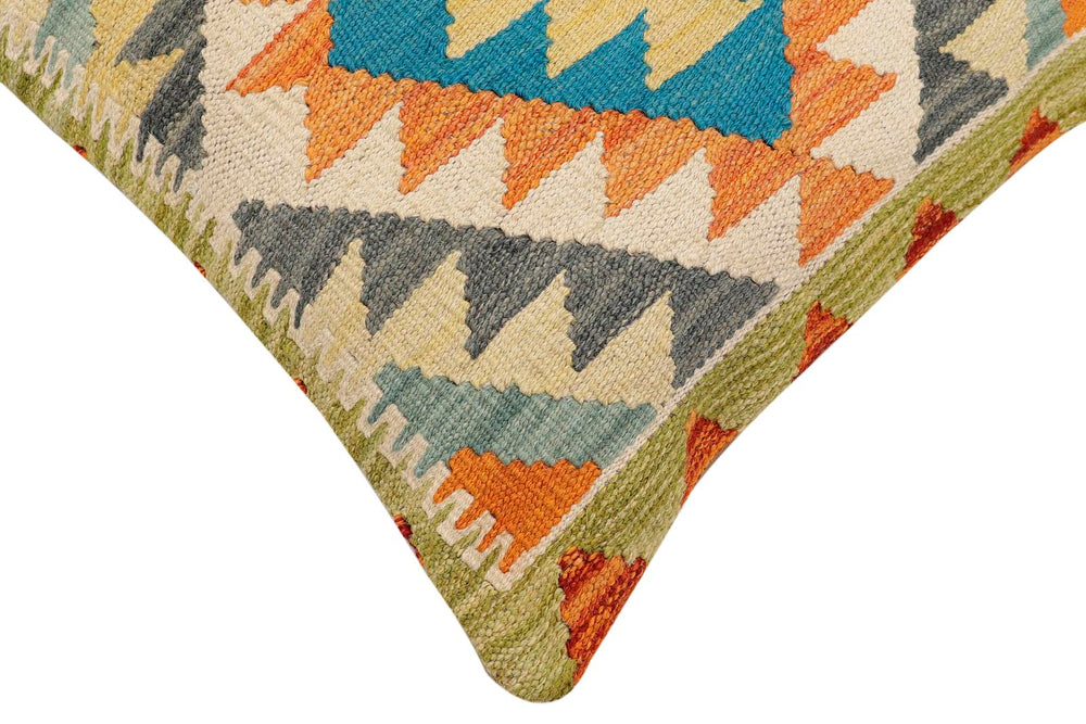 handmade Traditional Pillow Rust Blue Hand-Woven SQUARE 100% WOOL Hand woven turkish pillow2 x 2
