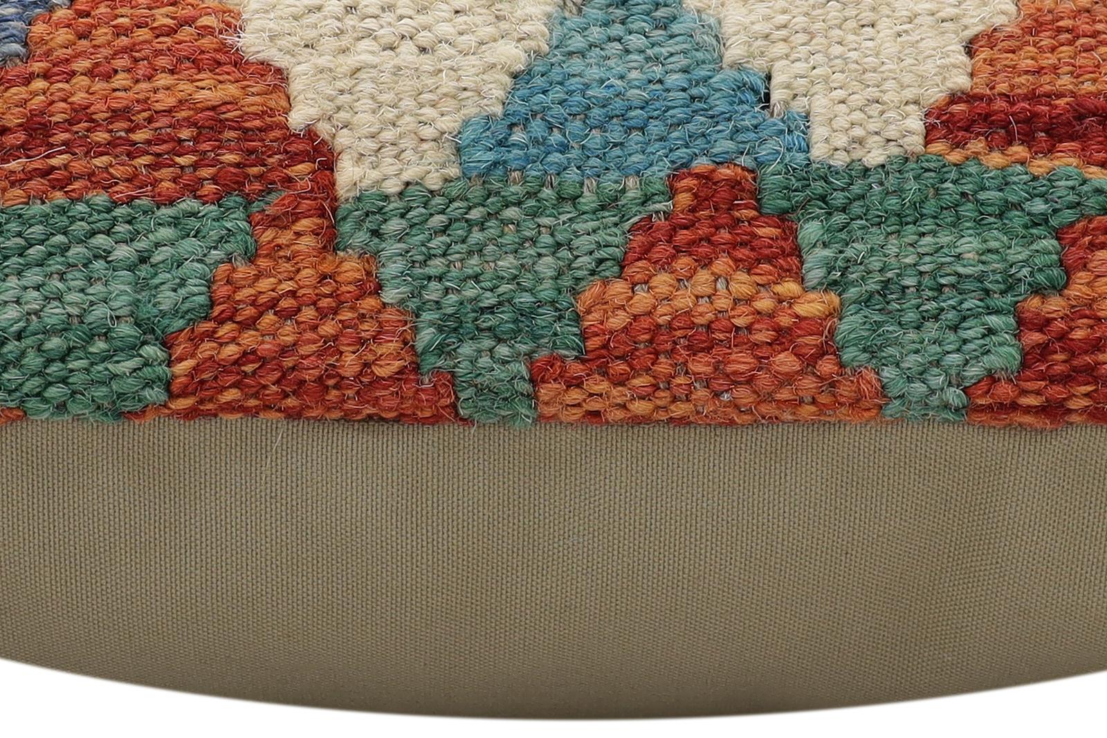 handmade Traditional Pillow Rust Blue Hand-Woven SQUARE 100% WOOL Hand woven turkish pillow2 x 2
