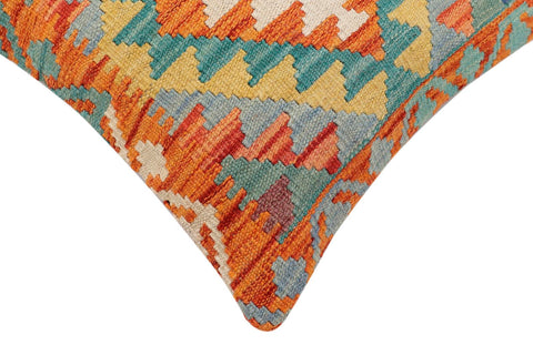 handmade Traditional Pillow Rust Blue Hand-Woven SQUARE 100% WOOL  Hand woven turkish pillow  2 x 2