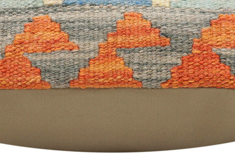 handmade Traditional Pillow Rust Blue Hand-Woven SQUARE 100% WOOL  Hand woven turkish pillow  2 x 2