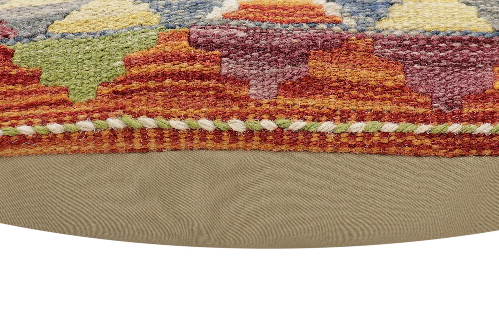 handmade Traditional Pillow Rust Blue Hand-Woven SQUARE 100% WOOL Hand woven turkish pillow2 x 2
