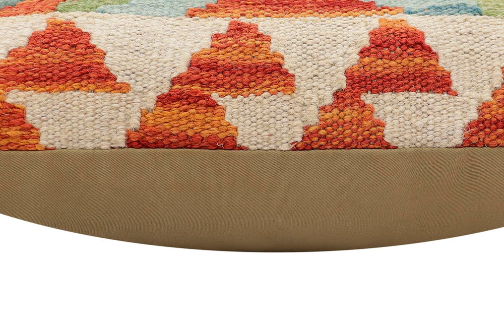 handmade Traditional Pillow Rust Blue Hand-Woven SQUARE 100% WOOL  Hand woven turkish pillow  3 x 5