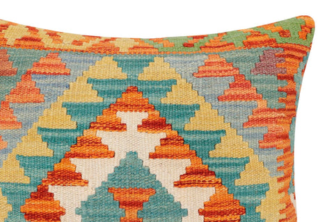handmade Traditional Pillow Rust Blue Hand-Woven SQUARE 100% WOOL Hand woven turkish pillow2 x 2