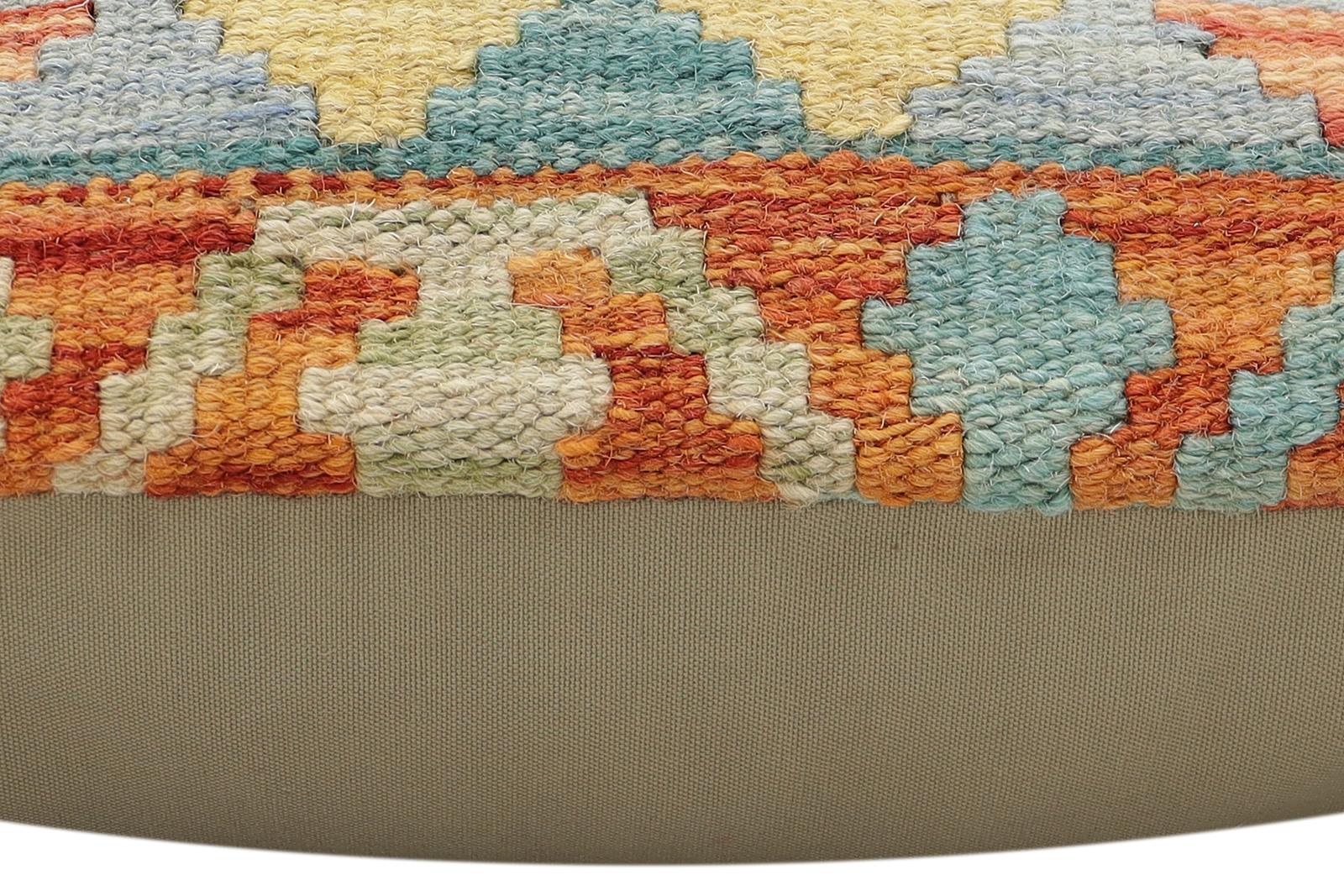 handmade Traditional Pillow Rust Blue Hand-Woven SQUARE 100% WOOL Hand woven turkish pillow2 x 2