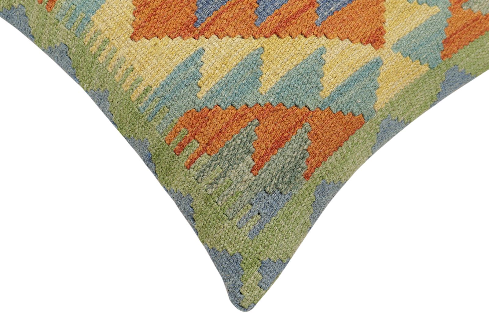 handmade Traditional Pillow Rust Blue Hand-Woven SQUARE 100% WOOL Hand woven turkish pillow2 x 2