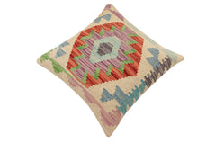 handmade Traditional Pillow Beige Rust Hand-Woven SQUARE 100% WOOL Hand woven turkish pillow2 x 2