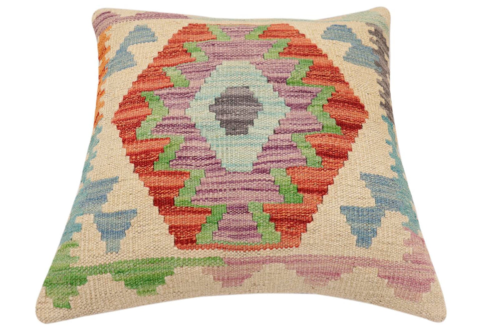 handmade Traditional Pillow Beige Rust Hand-Woven SQUARE 100% WOOL Hand woven turkish pillow2 x 2