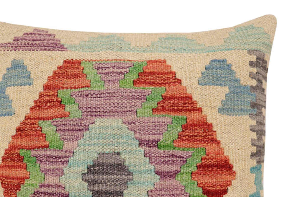 handmade Traditional Pillow Beige Rust Hand-Woven SQUARE 100% WOOL Hand woven turkish pillow2 x 2