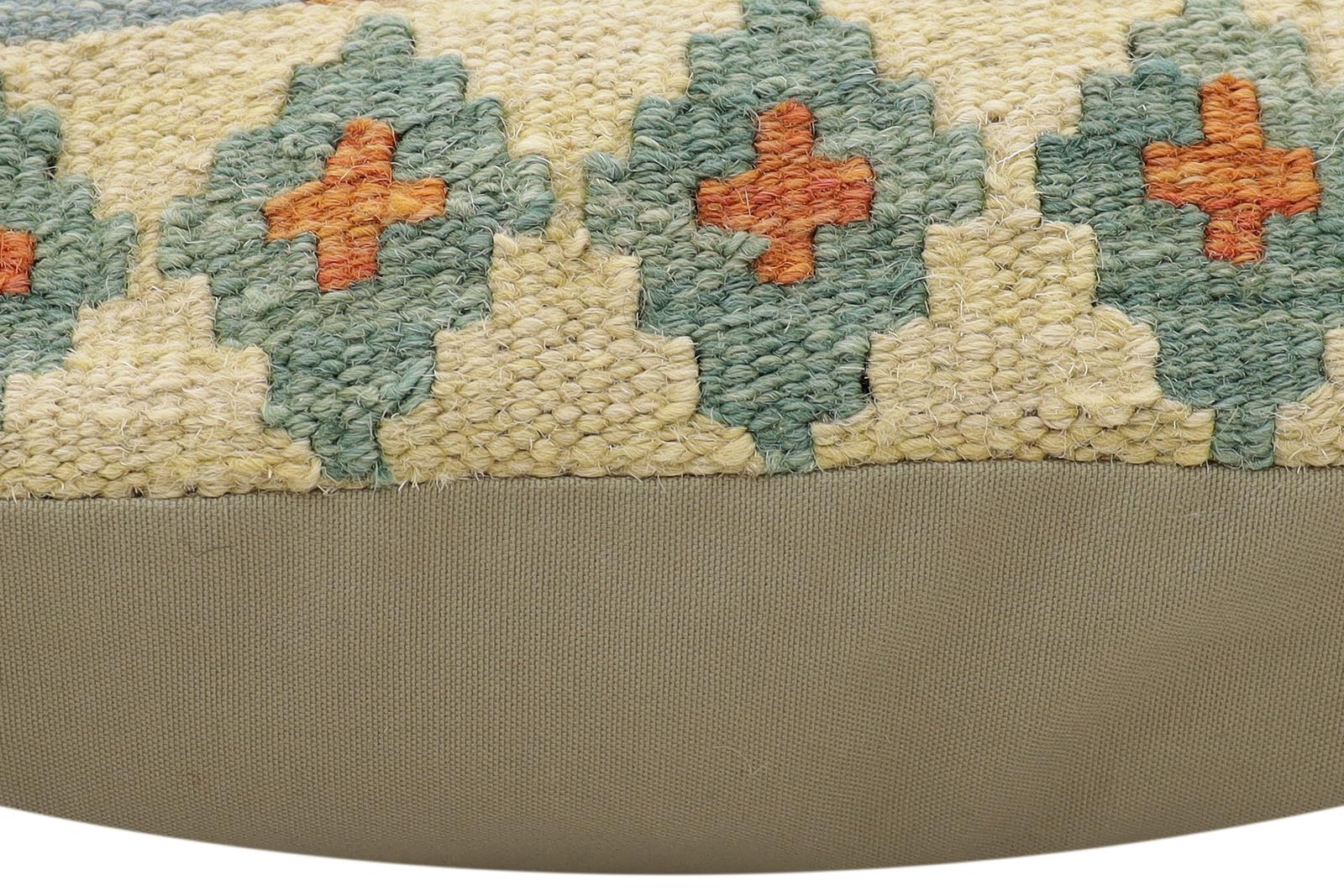 handmade Traditional Pillow Rust Blue Hand-Woven SQUARE 100% WOOL Hand woven turkish pillow2 x 2