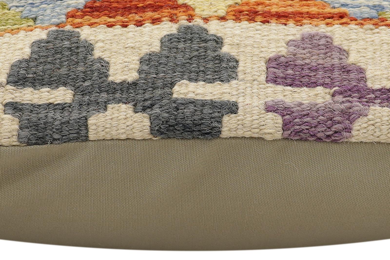 handmade Traditional Pillow Rust Blue Hand-Woven SQUARE 100% WOOL Hand woven turkish pillow2 x 2