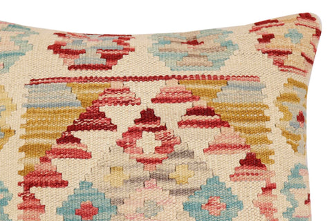 handmade Traditional Pillow Beige Red Hand-Woven SQUARE 100% WOOL  Hand woven turkish pillow  2 x 2