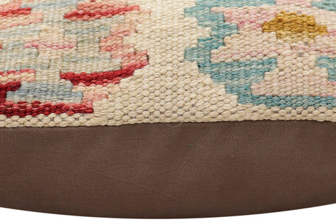 handmade Traditional Pillow Beige Red Hand-Woven SQUARE 100% WOOL  Hand woven turkish pillow  2 x 2