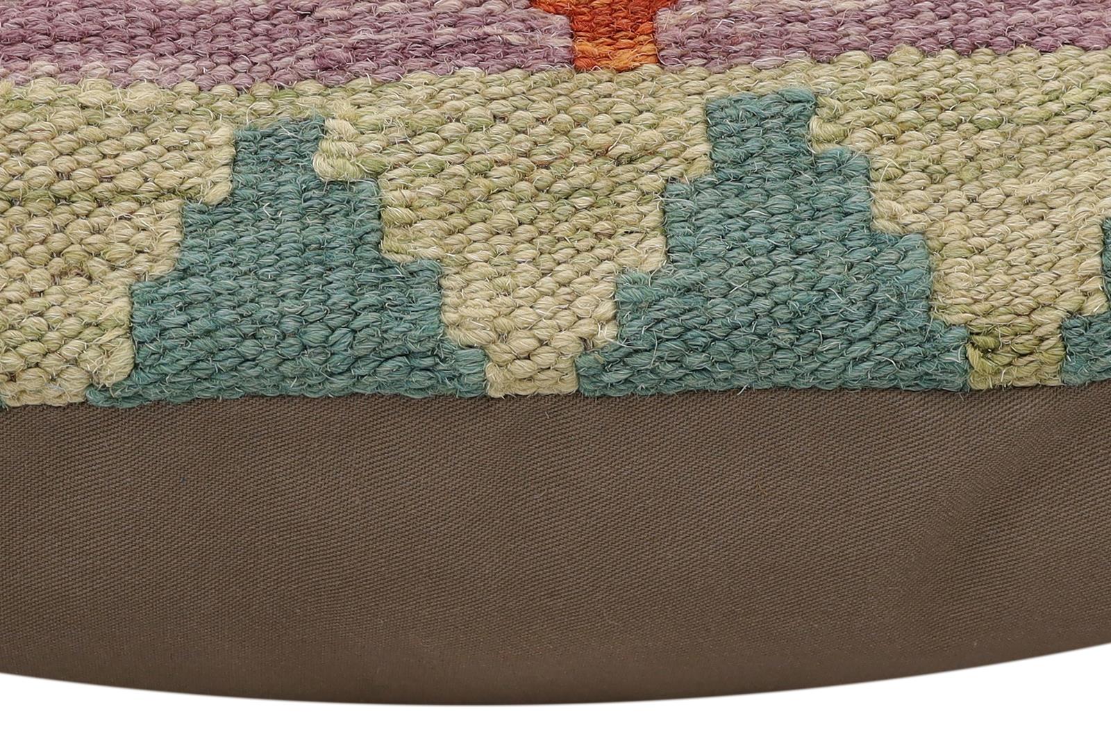 handmade Traditional Pillow Rust Blue Hand-Woven SQUARE 100% WOOL Hand woven turkish pillow2 x 2