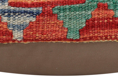 handmade Traditional Pillow Rust Blue Hand-Woven SQUARE 100% WOOL  Hand woven turkish pillow  2 x 2