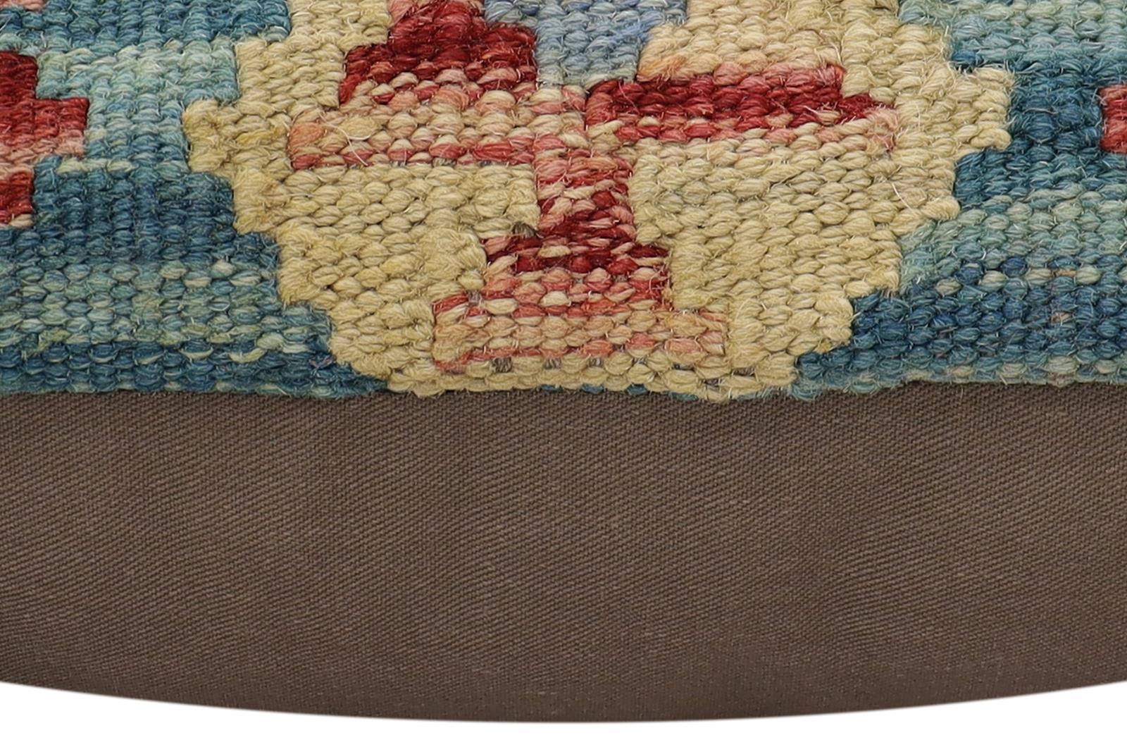 handmade Traditional Pillow Blue Red Hand-Woven SQUARE 100% WOOL  Hand woven turkish pillow  2 x 2