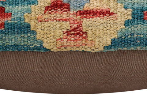 handmade Traditional Pillow Blue Red Hand-Woven SQUARE 100% WOOL  Hand woven turkish pillow  2 x 2