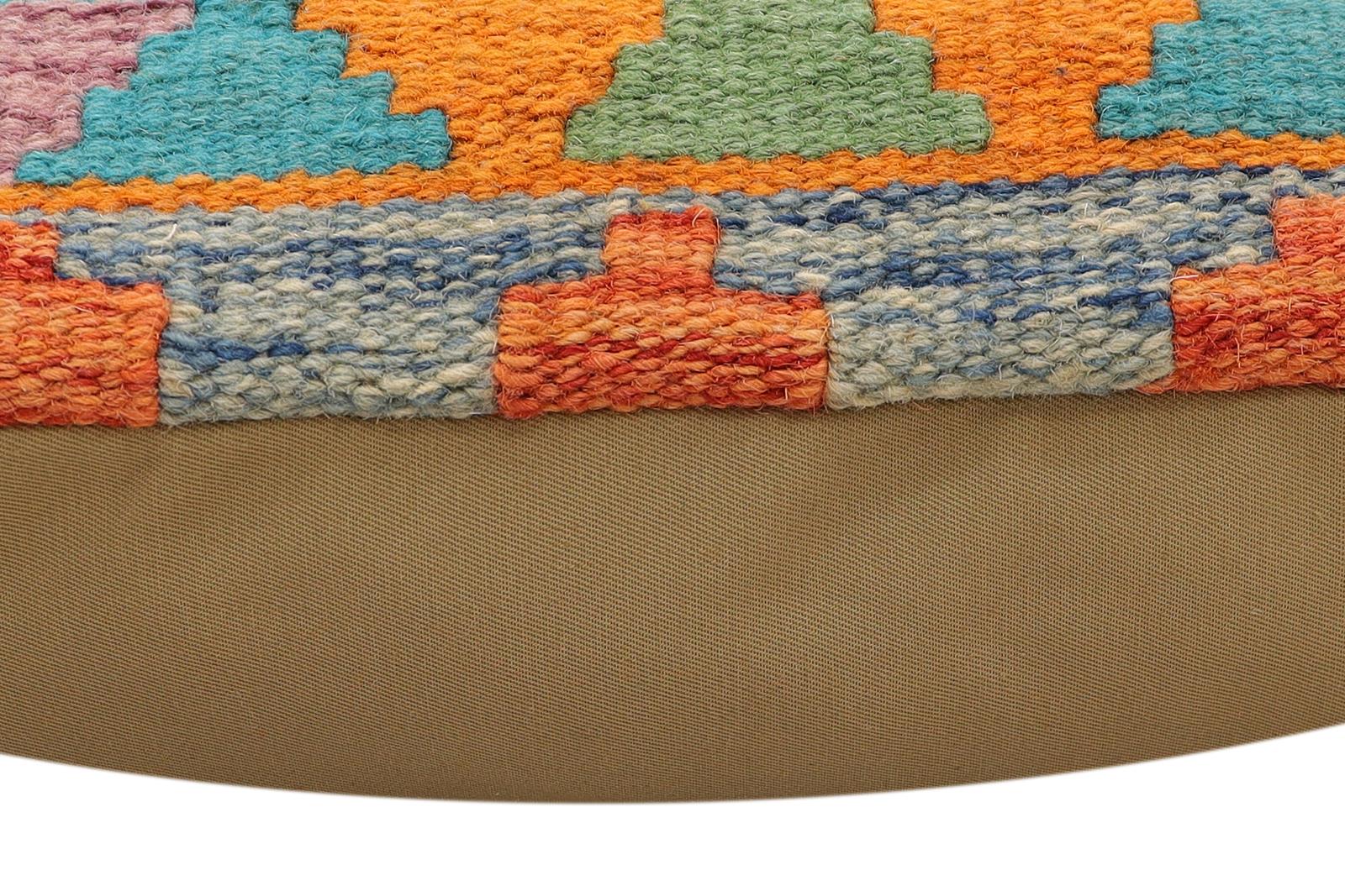handmade Traditional Pillow Rust Blue Hand-Woven SQUARE 100% WOOL Hand woven turkish pillow2 x 2