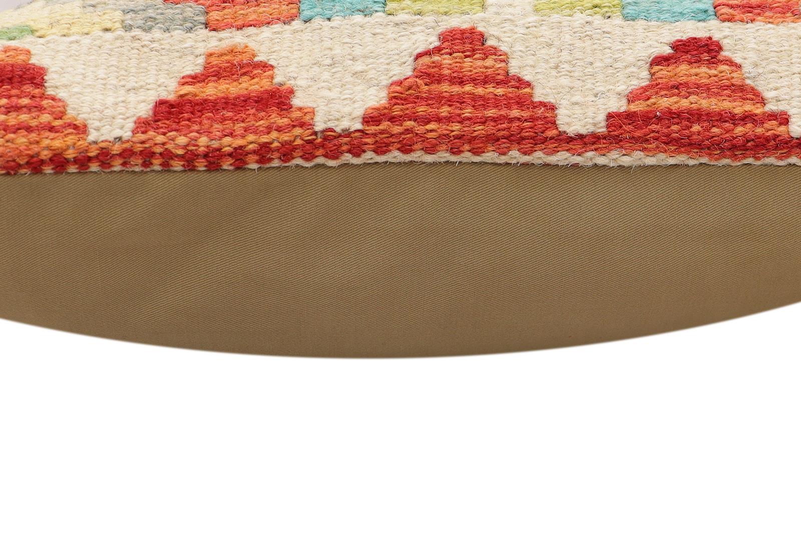 handmade Traditional Pillow Rust Blue Hand-Woven SQUARE 100% WOOL Hand woven turkish pillow2 x 2