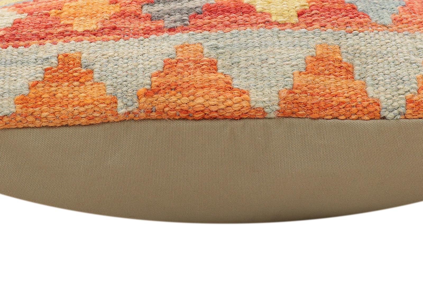 handmade Traditional Pillow Rust Blue Hand-Woven SQUARE 100% WOOL Hand woven turkish pillow2 x 2