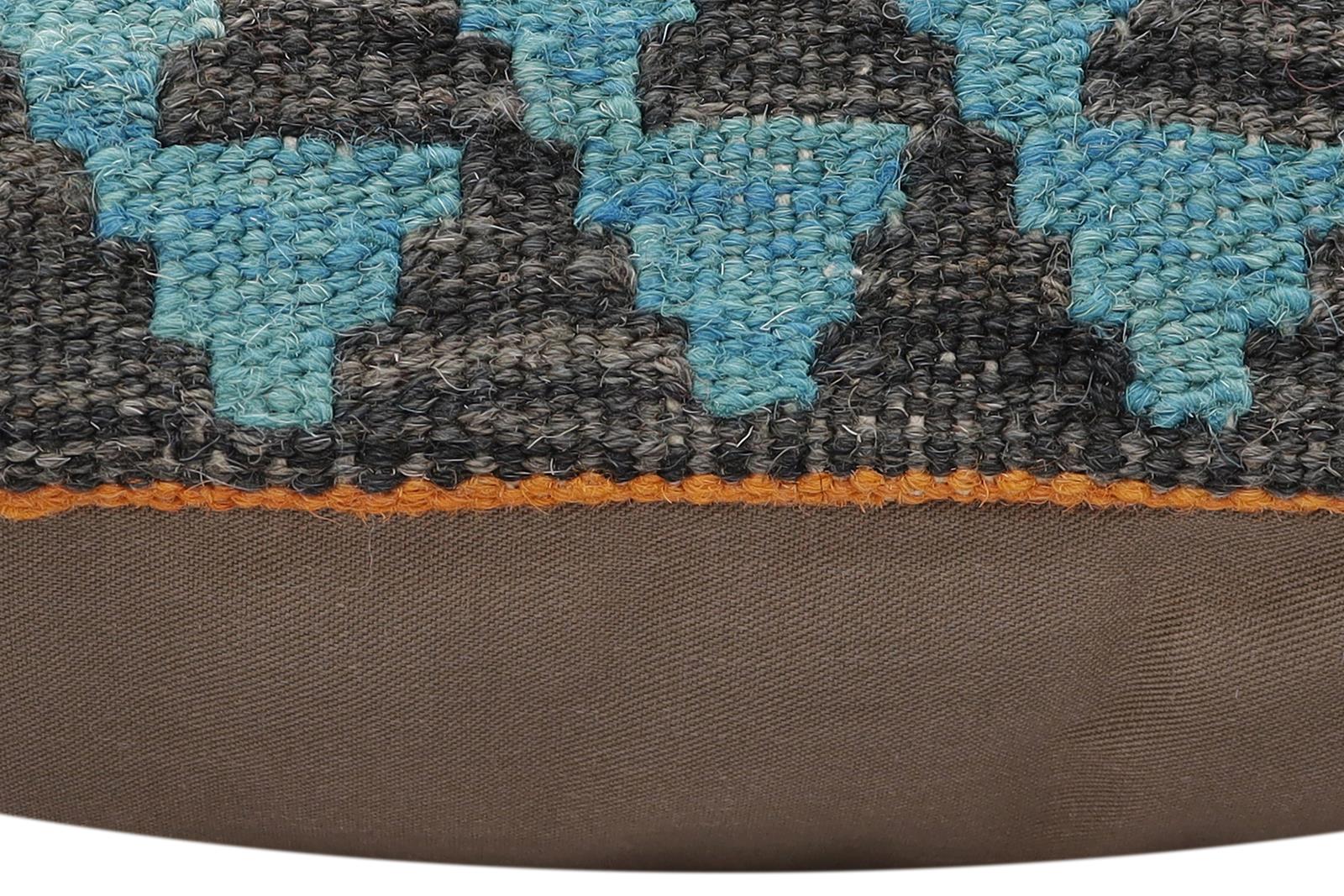 handmade Traditional Pillow Rust Blue Hand-Woven SQUARE 100% WOOL Hand woven turkish pillow2 x 2
