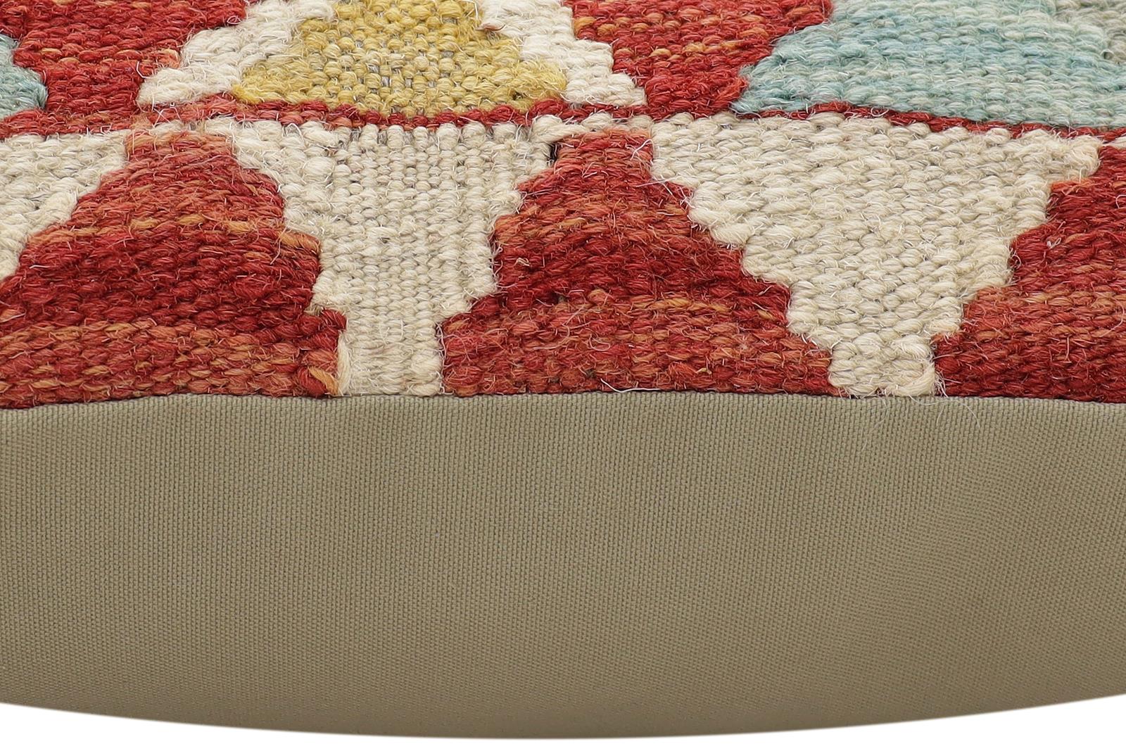 handmade Traditional Pillow Rust Blue Hand-Woven SQUARE 100% WOOL Hand woven turkish pillow2 x 2