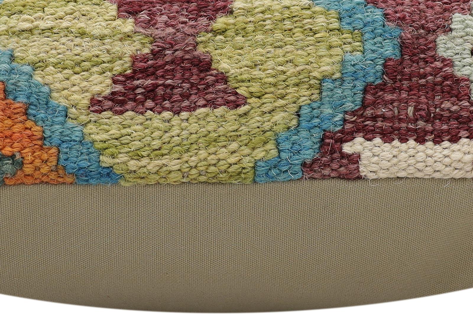 handmade Traditional Pillow Rust Blue Hand-Woven SQUARE 100% WOOL Hand woven turkish pillow2 x 2