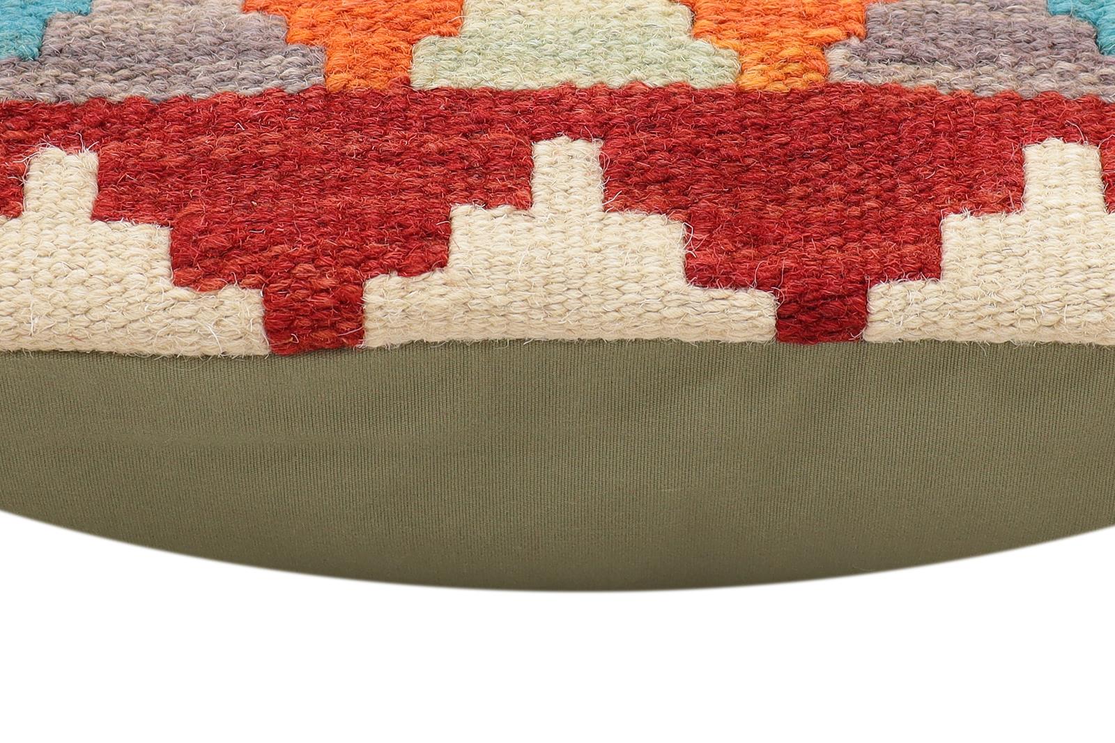 handmade Traditional Pillow Rust Blue Hand-Woven SQUARE 100% WOOL Hand woven turkish pillow2 x 2