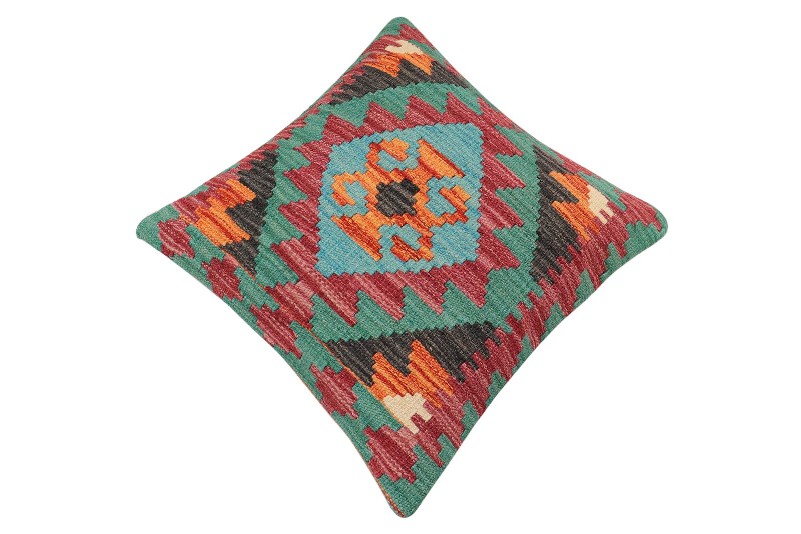 handmade Traditional Pillow Rust Red Hand-Woven SQUARE 100% WOOL Hand woven turkish pillow2 x 2