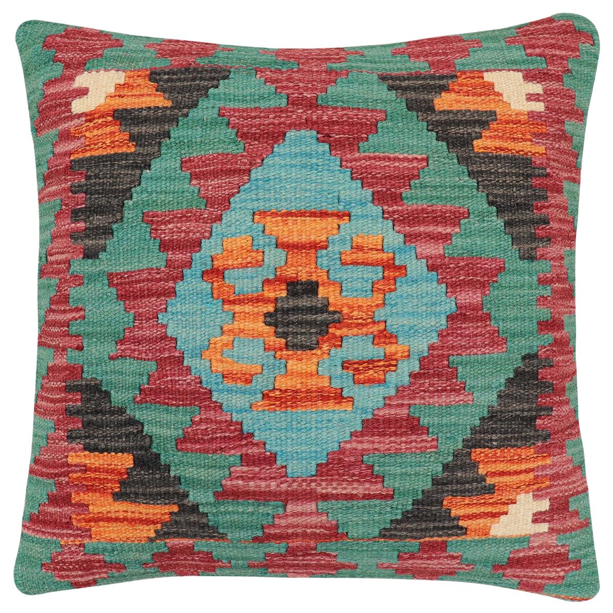 handmade Traditional Pillow Rust Red Hand-Woven SQUARE 100% WOOL Hand woven turkish pillow2 x 2