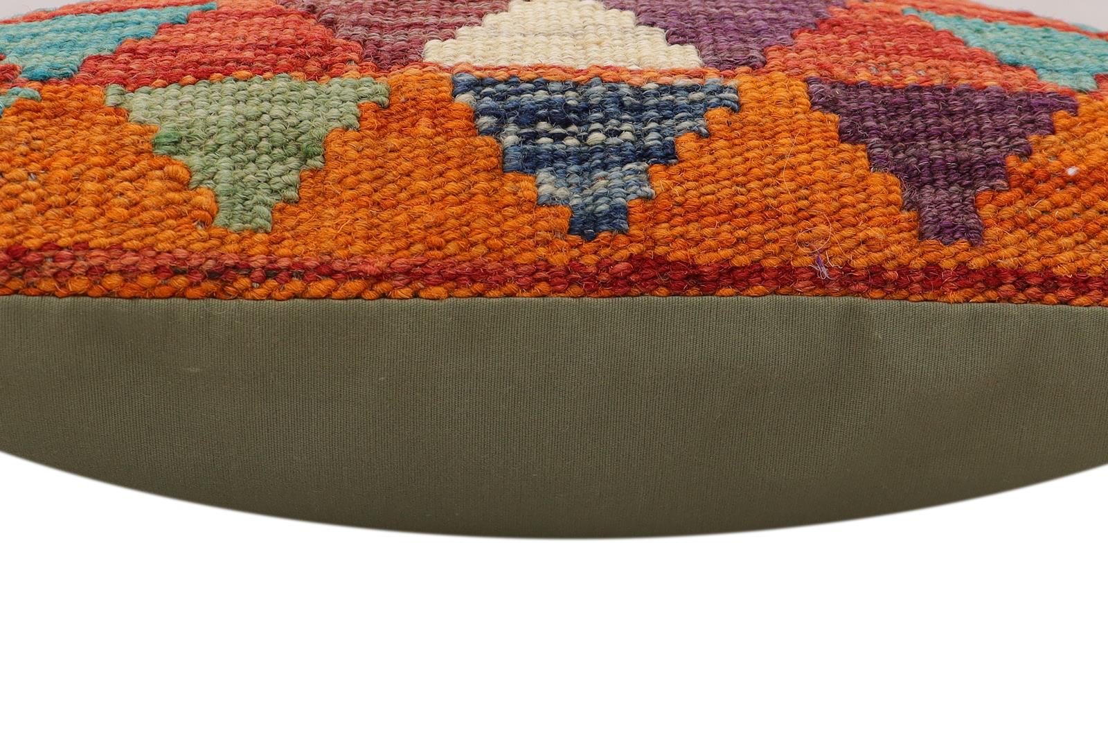handmade Traditional Pillow Rust Blue Hand-Woven SQUARE 100% WOOL Hand woven turkish pillow2 x 2