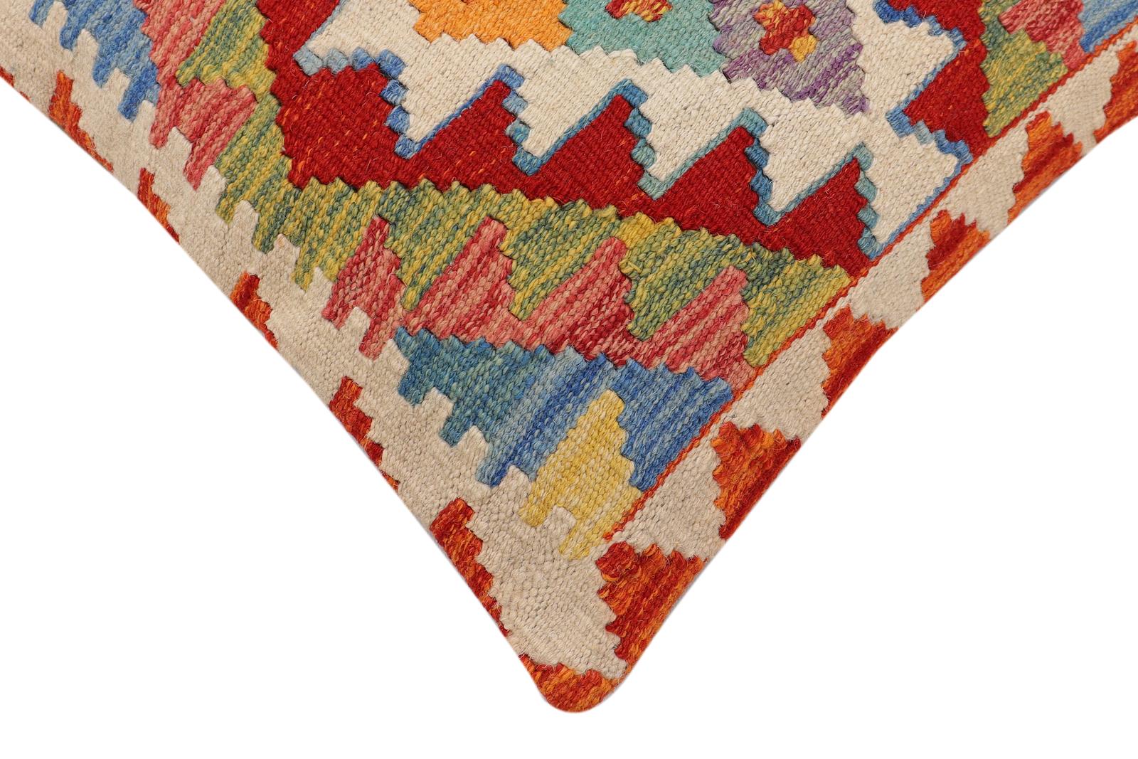 handmade Traditional Pillow Rust Beige Hand-Woven SQUARE 100% WOOL Hand woven turkish pillow2 x 2