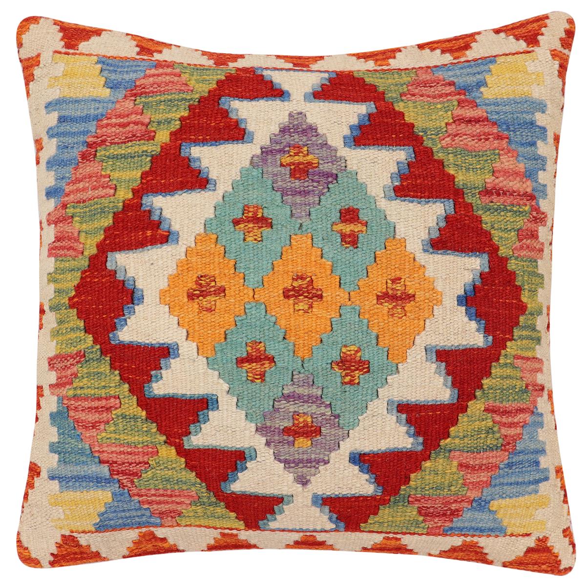 handmade Traditional Pillow Rust Beige Hand-Woven SQUARE 100% WOOL Hand woven turkish pillow2 x 2