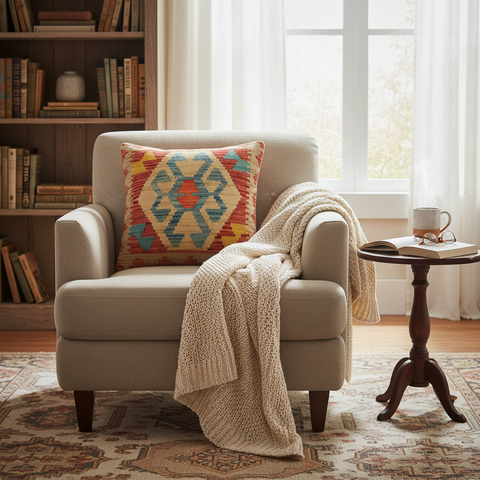 Rustic Goodall Turkish Hand-Woven Kilim Pillow
