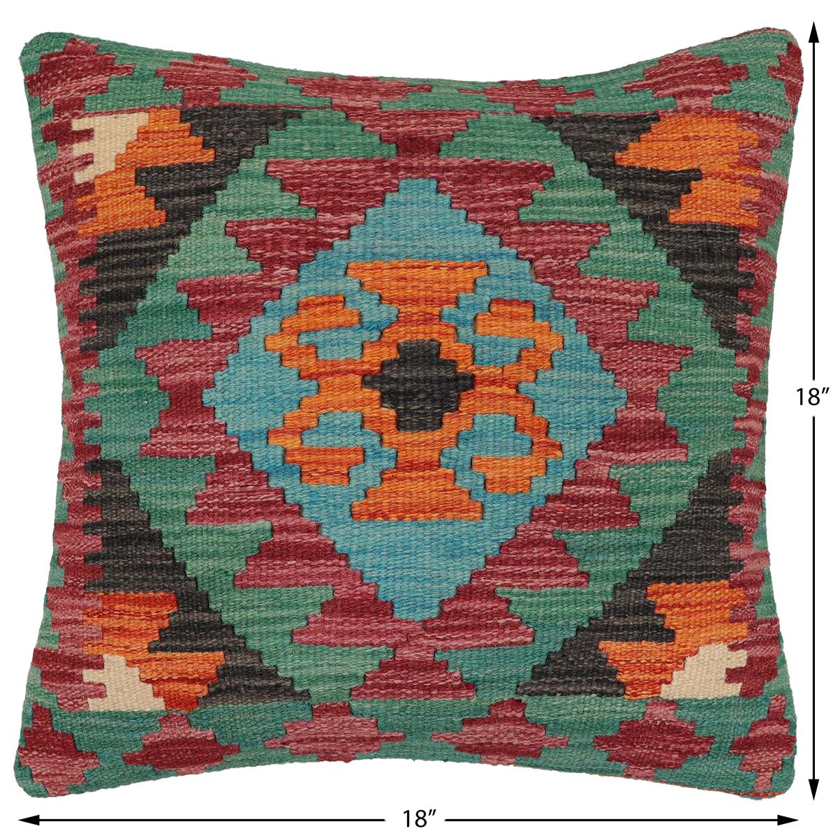 handmade Traditional Pillow Rust Red Hand-Woven SQUARE 100% WOOL Hand woven turkish pillow2 x 2