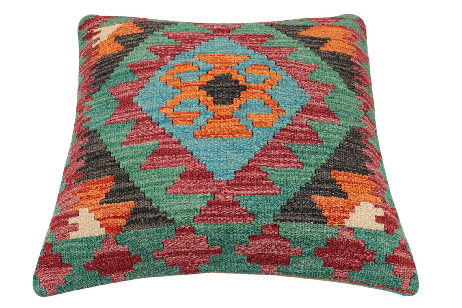 handmade Traditional Pillow Rust Red Hand-Woven SQUARE 100% WOOL Hand woven turkish pillow2 x 2