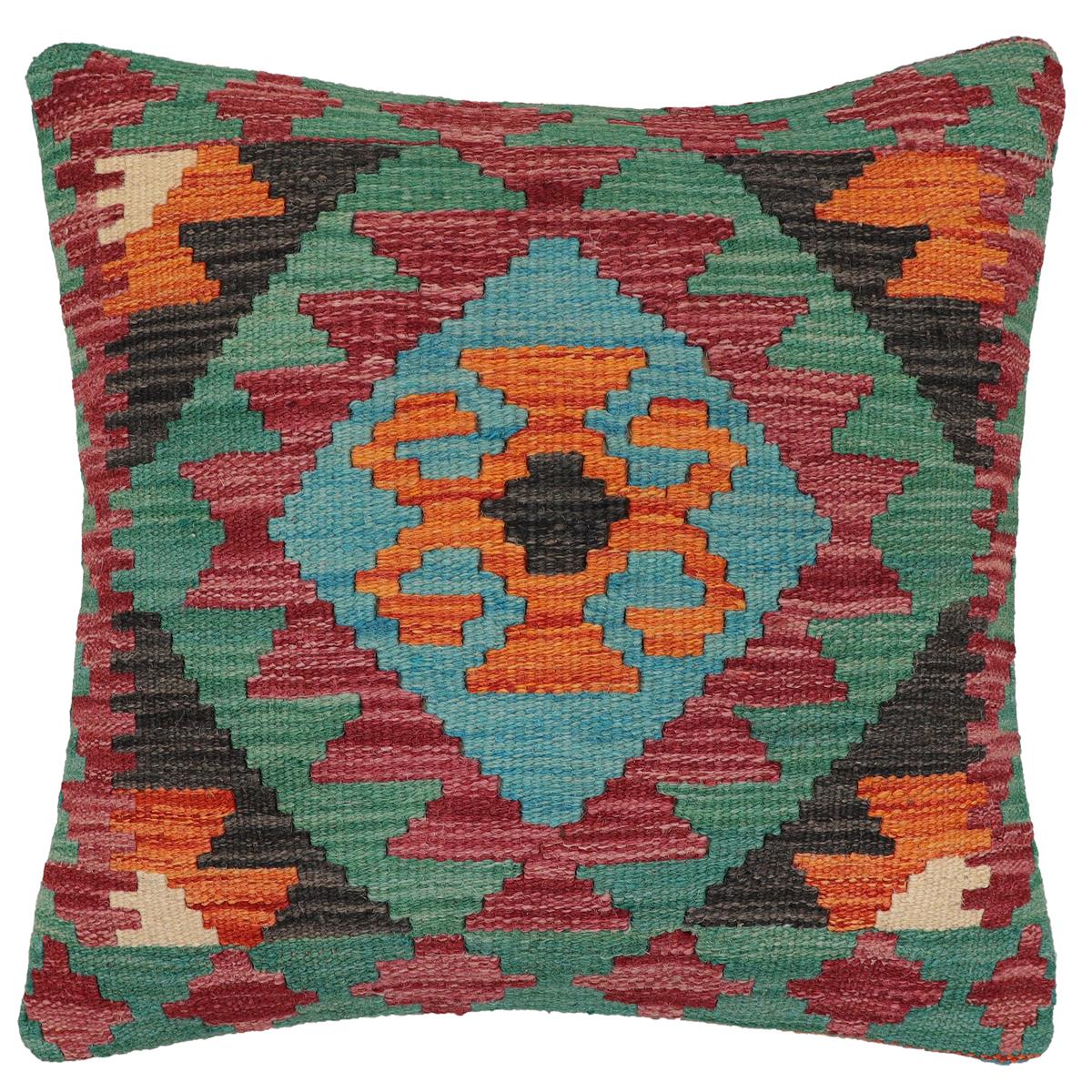 handmade Traditional Pillow Rust Red Hand-Woven SQUARE 100% WOOL Hand woven turkish pillow2 x 2
