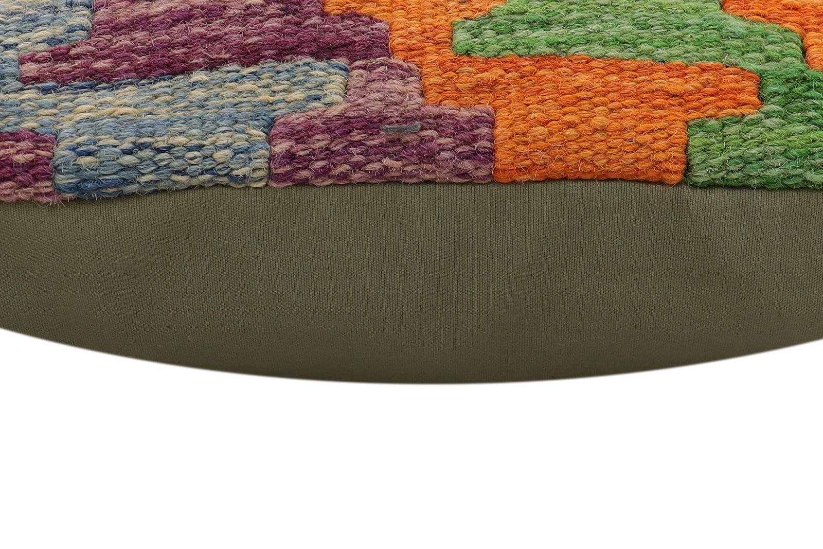 handmade Traditional Pillow Rust Blue Hand-Woven SQUARE 100% WOOL Hand woven turkish pillow2 x 2