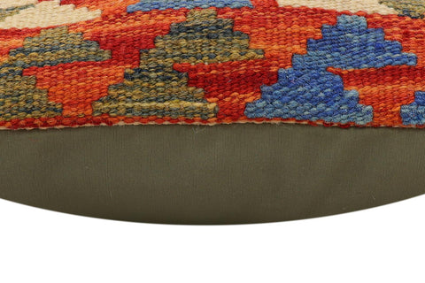 handmade Traditional Pillow Rust Blue Hand-Woven SQUARE 100% WOOL  Hand woven turkish pillow  2 x 2