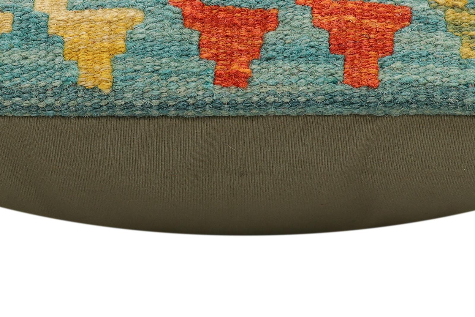 handmade Traditional Pillow Rust Blue Hand-Woven SQUARE 100% WOOL Hand woven turkish pillow2 x 2