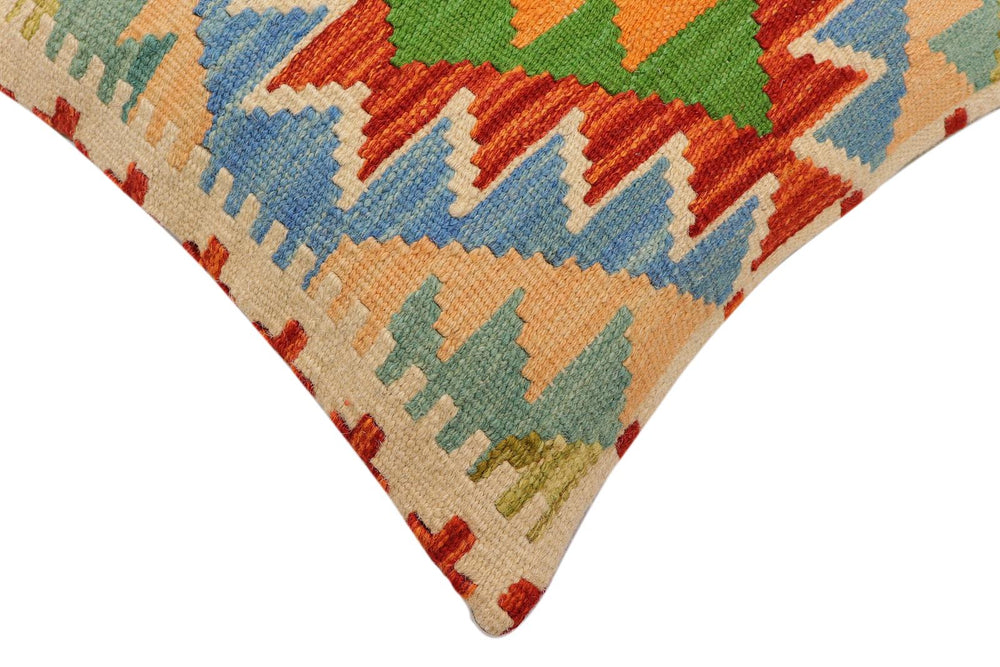 handmade Traditional Pillow Rust Blue Hand-Woven SQUARE 100% WOOL  Hand woven turkish pillow  3 x 5