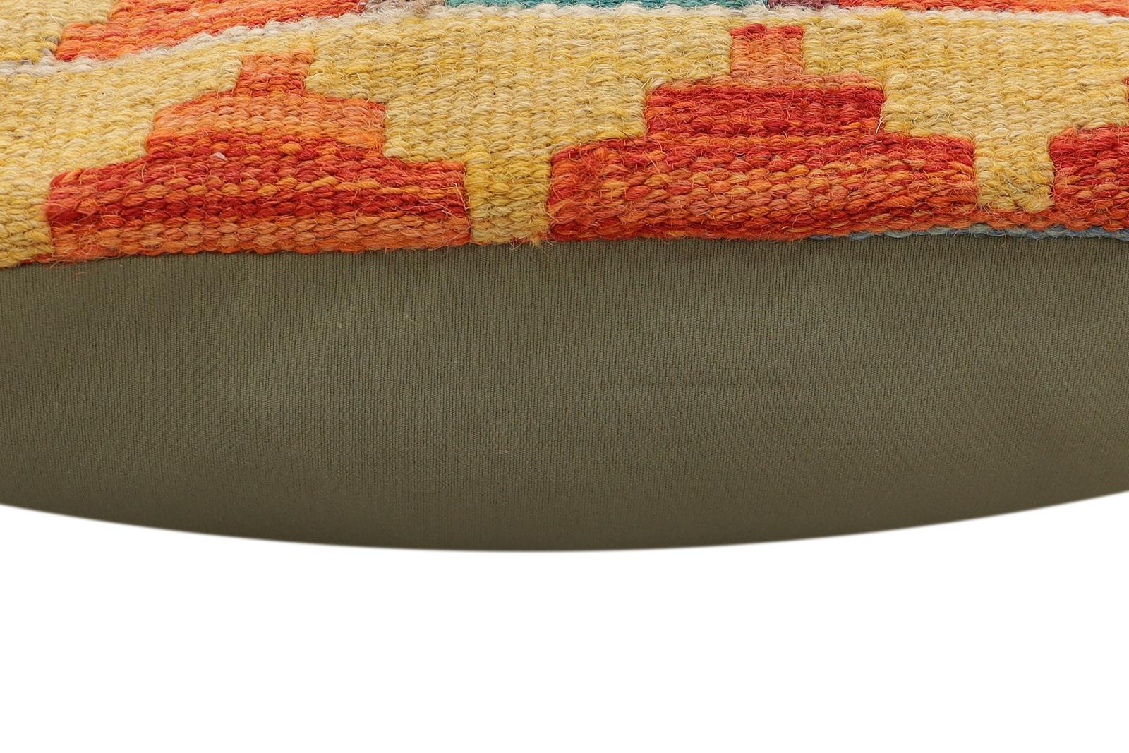 handmade Traditional Pillow Rust Blue Hand-Woven SQUARE 100% WOOL Hand woven turkish pillow2 x 2