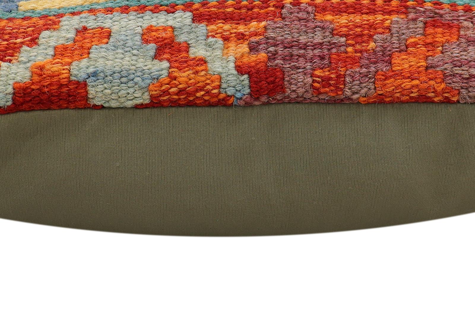 handmade Traditional Pillow Rust Blue Hand-Woven SQUARE 100% WOOL Hand woven turkish pillow2 x 2