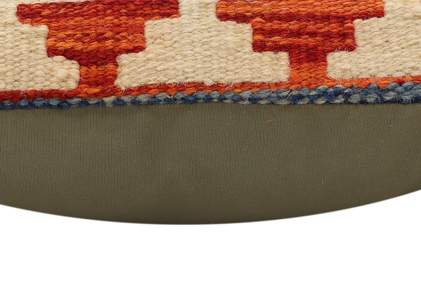 handmade Traditional Pillow Rust Blue Hand-Woven SQUARE 100% WOOL Hand woven turkish pillow2 x 2