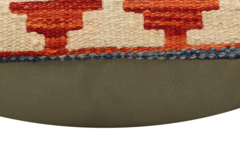handmade Traditional Pillow Rust Blue Hand-Woven SQUARE 100% WOOL Hand woven turkish pillow2 x 2
