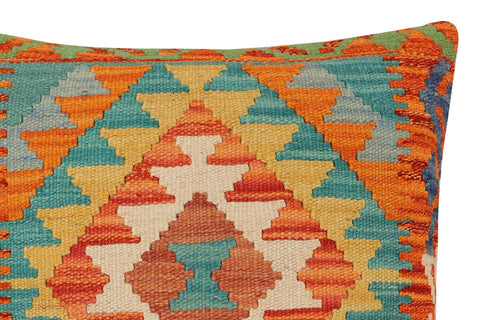 handmade Traditional Pillow Rust Blue Hand-Woven SQUARE 100% WOOL Hand woven turkish pillow2 x 2