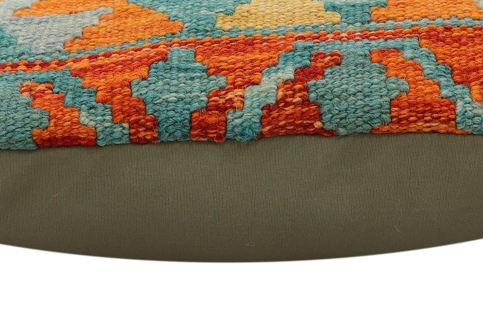handmade Traditional Pillow Rust Blue Hand-Woven SQUARE 100% WOOL Hand woven turkish pillow2 x 2