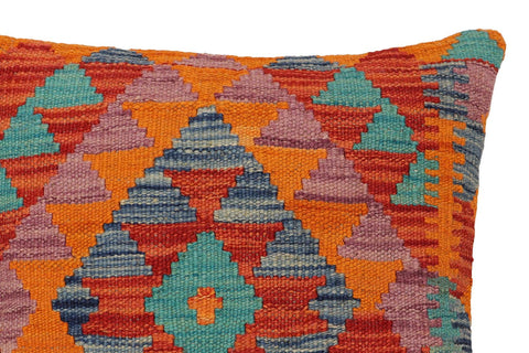 handmade Traditional Pillow Rust Blue Hand-Woven SQUARE 100% WOOL Hand woven turkish pillow2 x 2