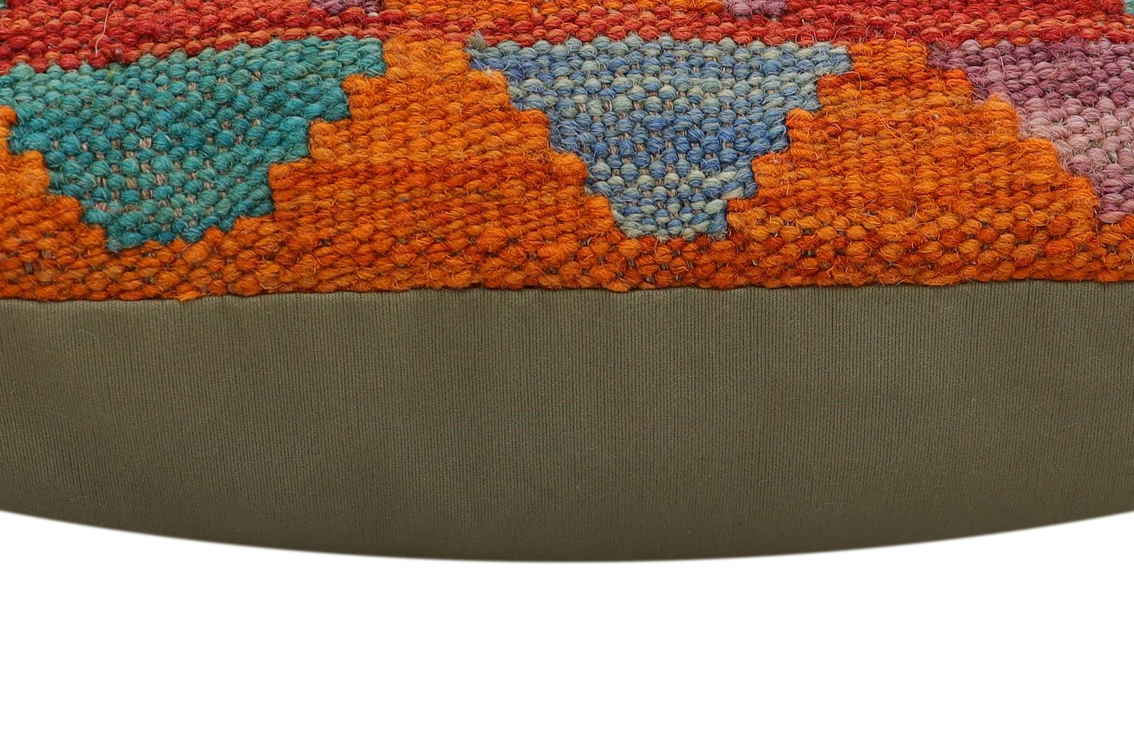 handmade Traditional Pillow Rust Blue Hand-Woven SQUARE 100% WOOL Hand woven turkish pillow2 x 2
