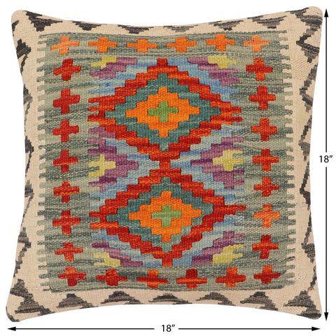 handmade Traditional Pillow Rust Blue Hand-Woven SQUARE 100% WOOL Hand woven turkish pillow2 x 2